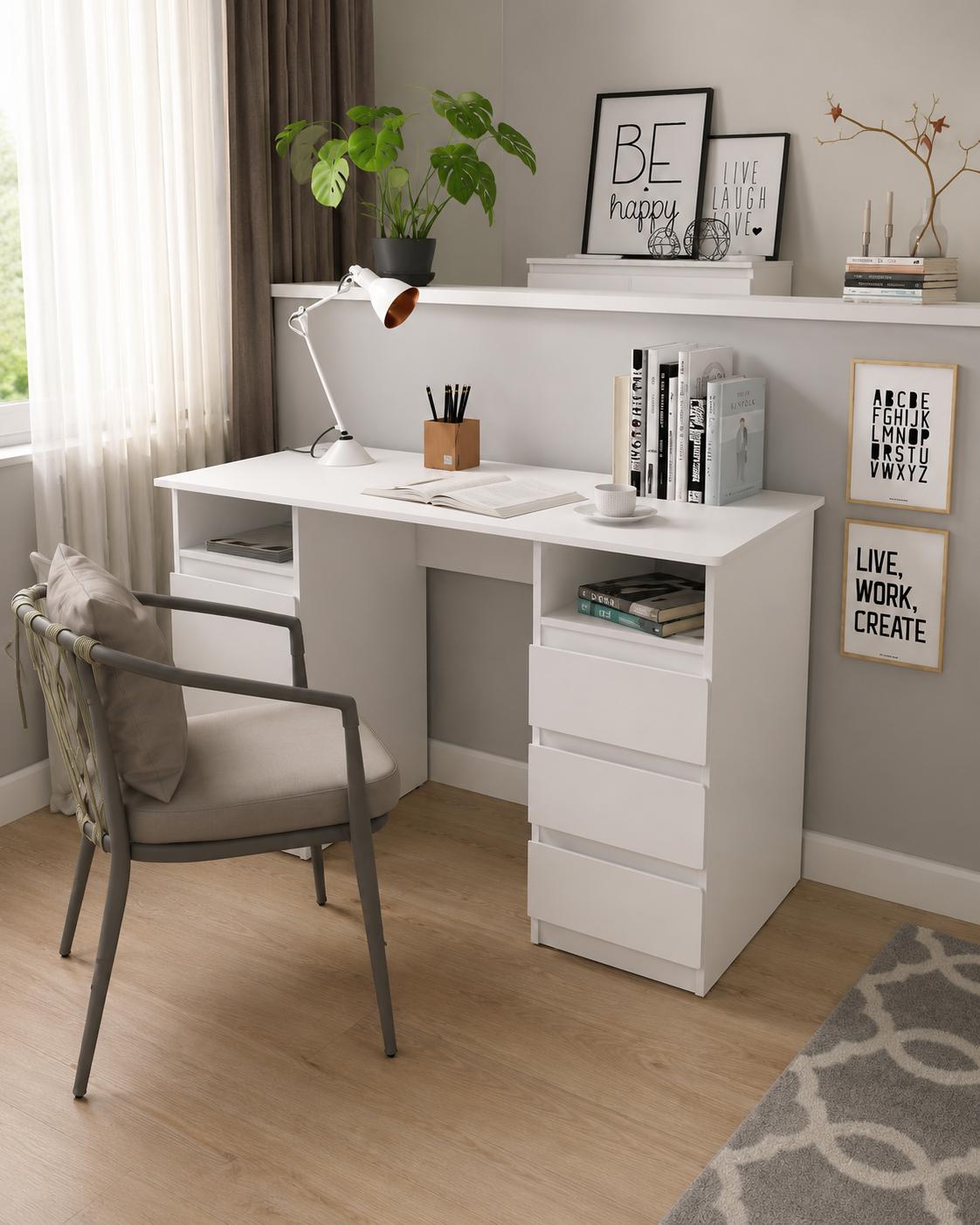 Carlos radni sto 3 fioke + vrata 138x55x75 cm beli Carlos radni sto 3 fioke + vrata 138x55x75 cm beli